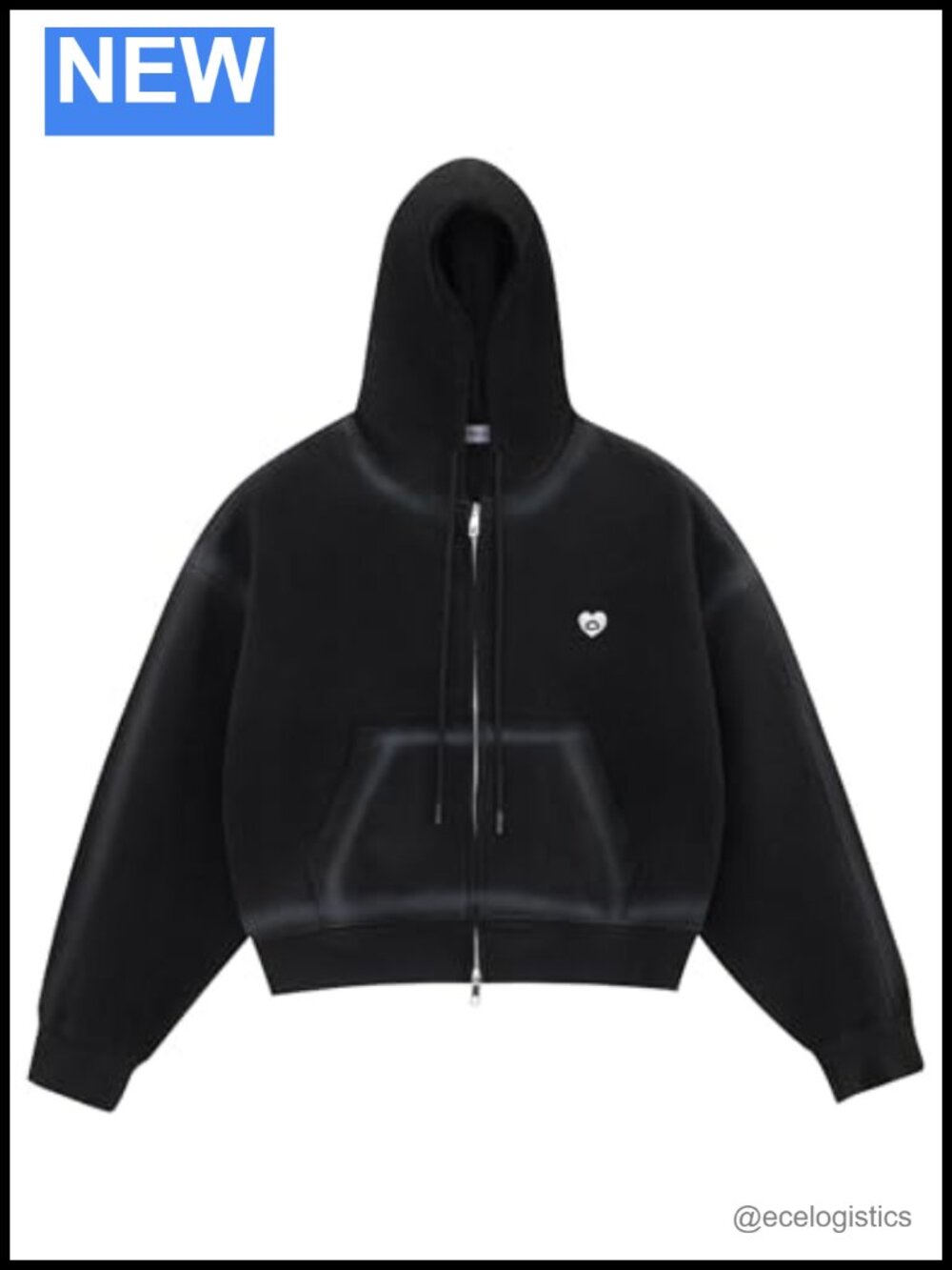Cropped Oversized Zip Up Hoodie Casual Washed Cotton Blend